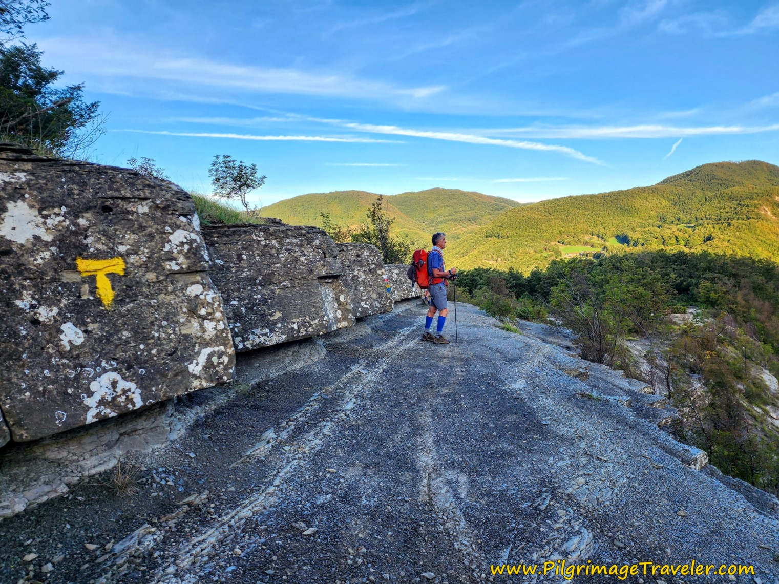 Climb Up to Shelf Lookout on day three of the Way of St. Francis from Montagne to Sansepolcro.