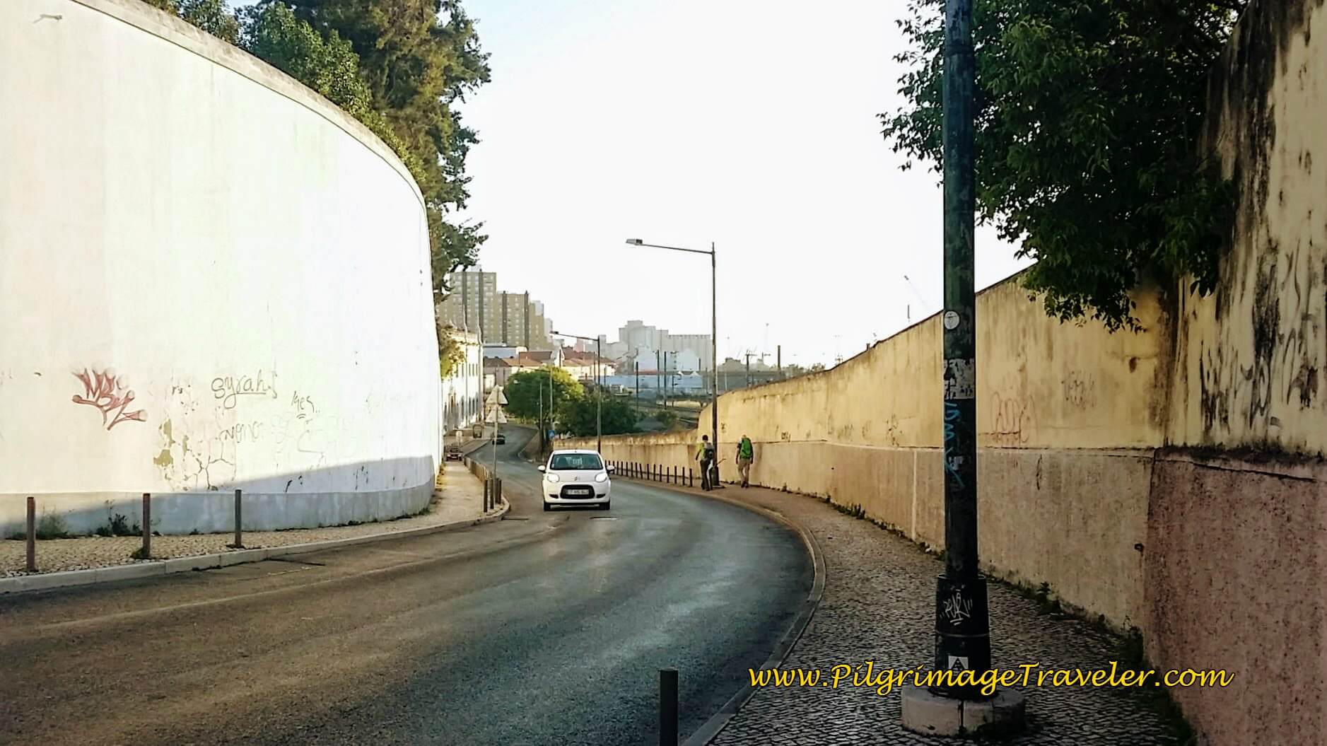 High Walls Along the Calçada da Cruz da Pedra, Lisbon, Portugal