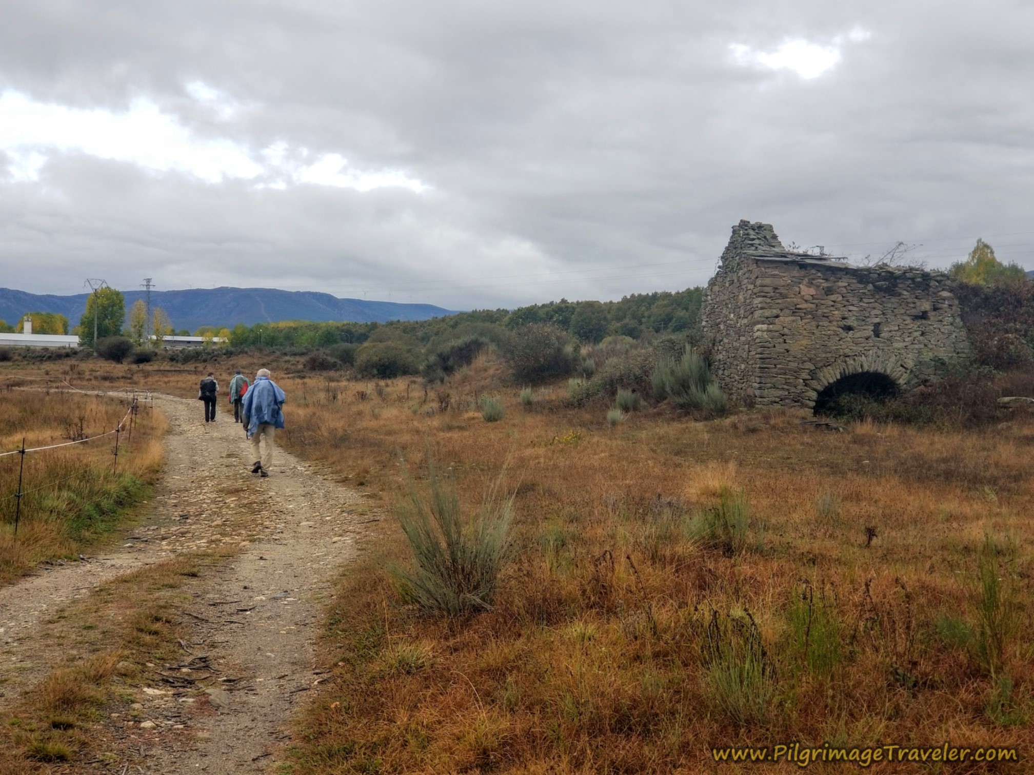 Pass a Ruined Stone Building on the Camino Sanabrés from Puebla de Sanabria to Lubián
