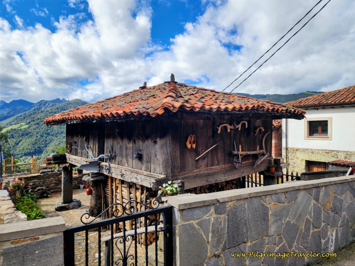 Quaint Hórreo with Asturian Wooden Shoes