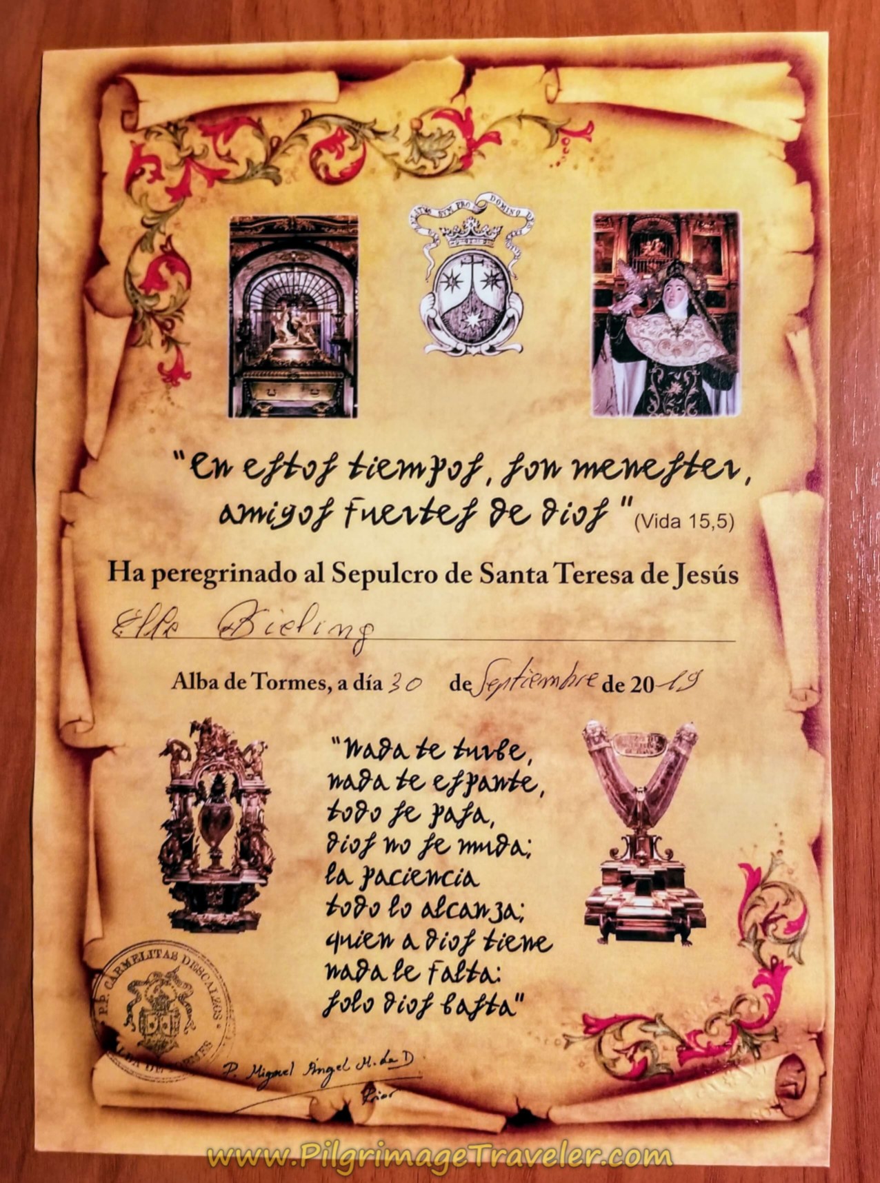 Diploma, Camino Teresiano