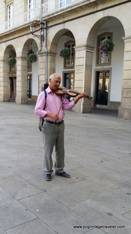 Violinist on the Maria Pita Square, La Coruña, Galicia, Spain