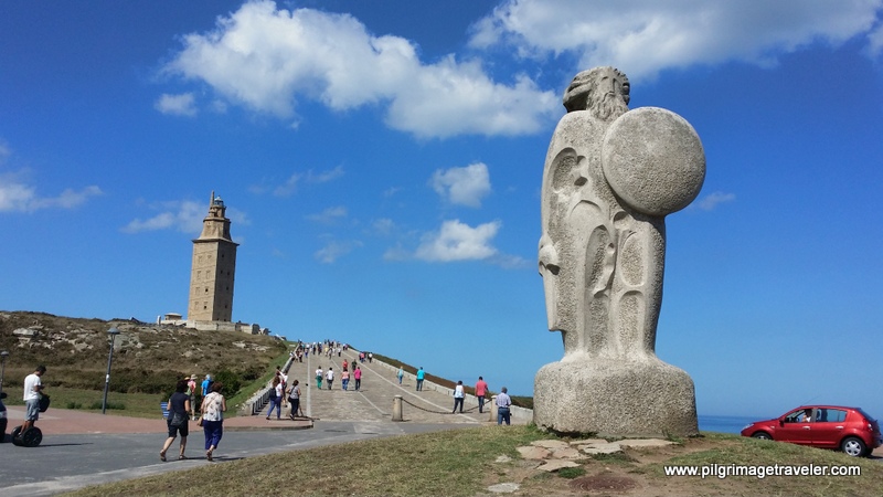 Statue of Breogán and the Tower of Hercules, La Coruña, Galicia, Spain