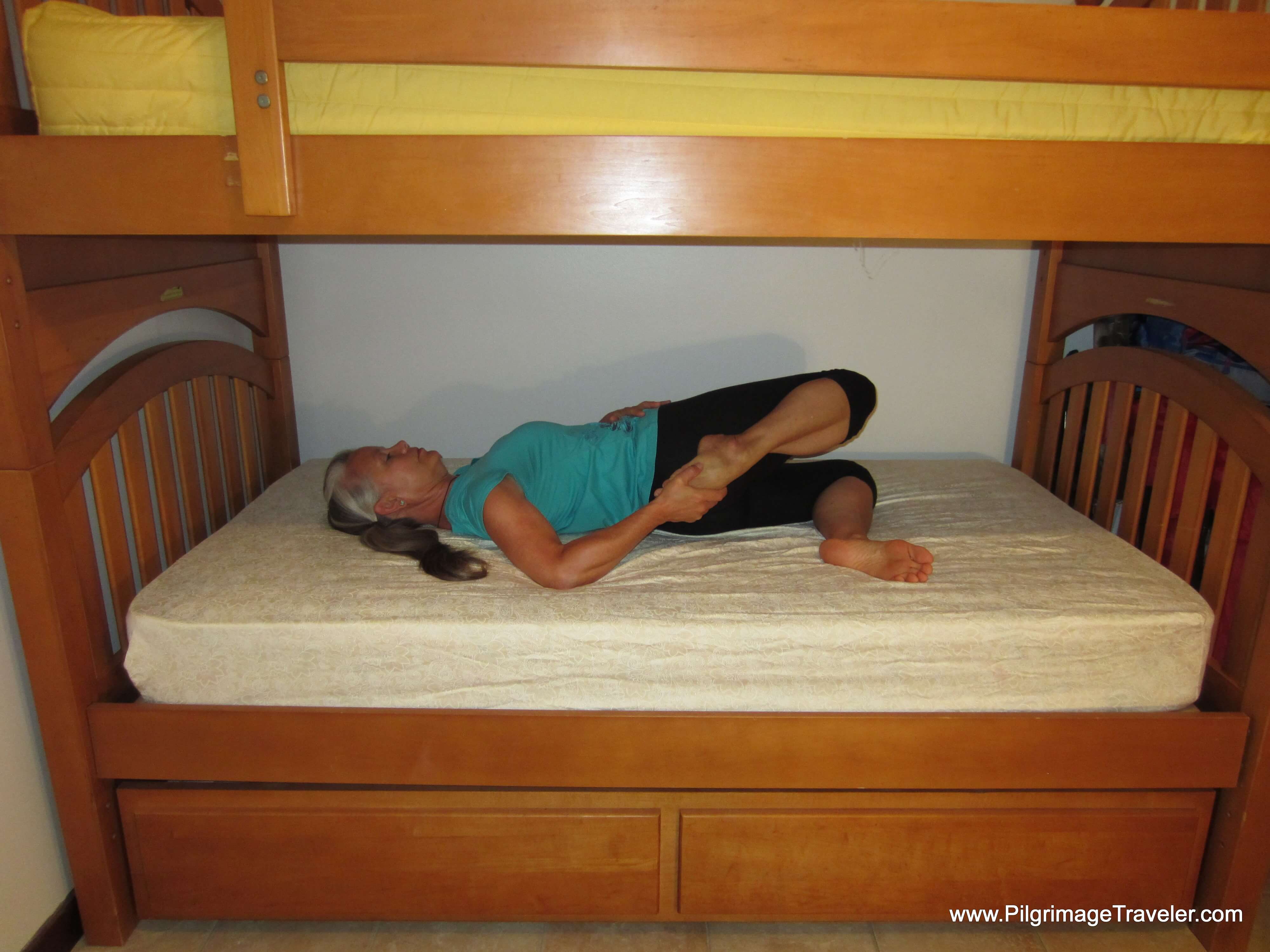 Bunk Bed Yoga Stretches For The End Of Your Camino Day Modified Half Saddle Pose Step Two