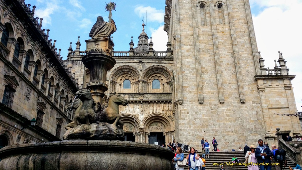 Plaza de Platerías and the Clock Tower to the Right