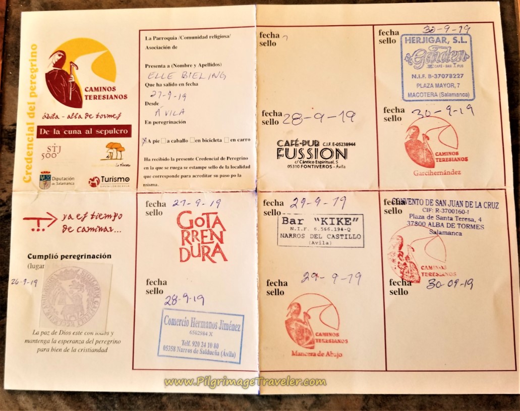 Stamped Credential, Camino Teresiano